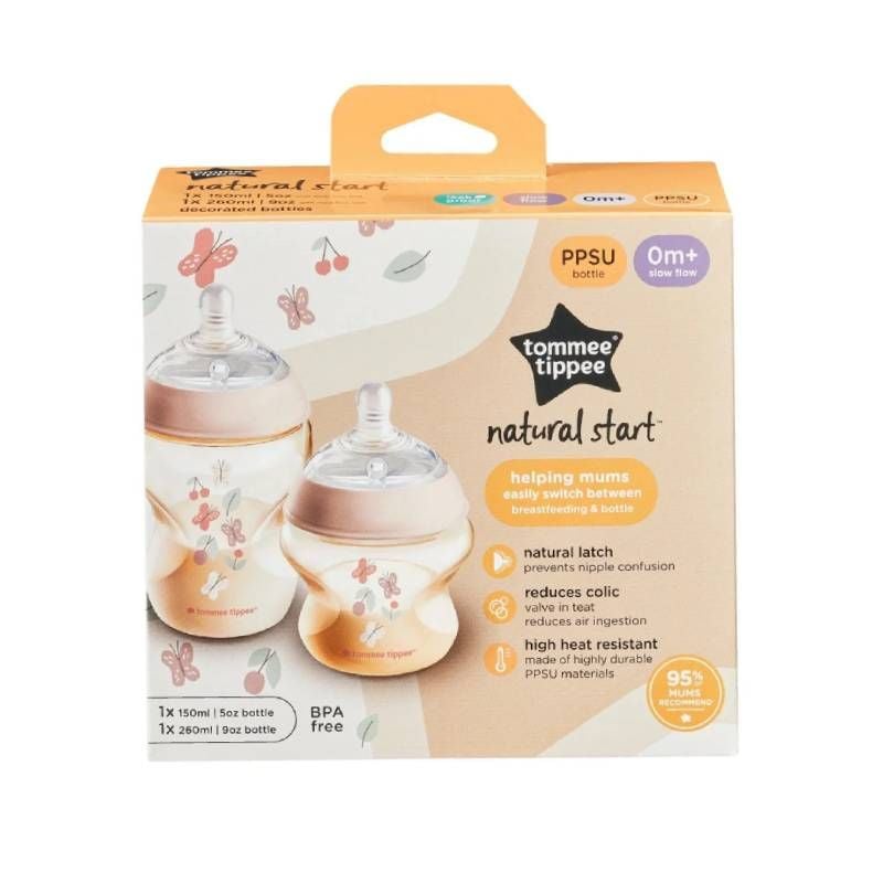 BÌNH SỮA PPSU TY SIÊU MỀM TỰ NHIÊN TOMMEE TIPPEE, HỒNG (BỘ 1 BÌNH 260ML VÀ 1 BÌNH 150ML)