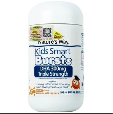 Nature's Way Kids Smart Bursts DHA 300mg Triple Strength - Bổ sung DHA, hỗ trợ tốt cho não bộ và mắt.