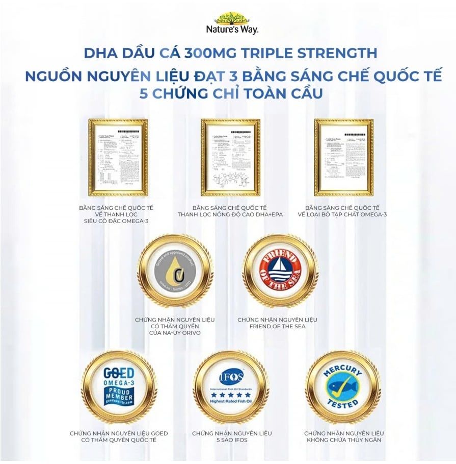 Nature's Way Kids Smart Bursts DHA 300mg Triple Strength - Bổ sung DHA, hỗ trợ tốt cho não bộ và mắt.