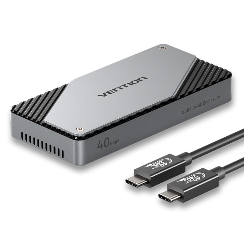 Vention USB 4.0 M.2 NVMe SSD Enclosure (USB 4.0 Type-C) Gray Aluminum Alloy Type ( KPZH0) – Color box