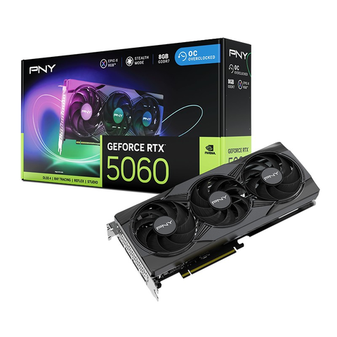 Card màn hình PNY GEFORCE RTX 5060 8GB ARGB EPIC-X RGB OC TRIPLE FAN