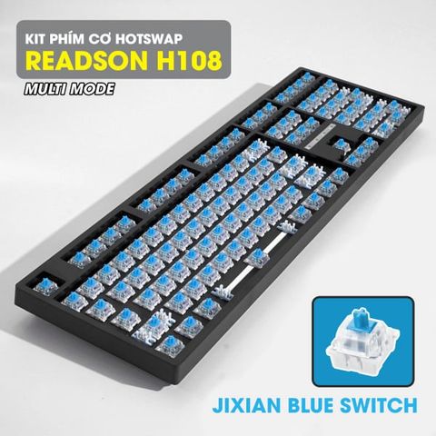 Kit bàn phím cơ Readson Hw108 Multi Modes đen blue switch