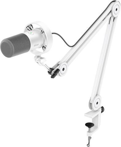 FIFINE AmpliTank K688T White: Microphone Dynamic Kim Loại & Boom Arm