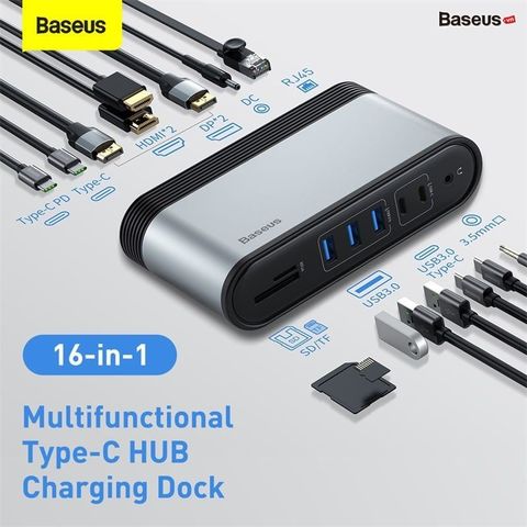Hub Baseus Working Station Four-Screen 16 in 1 Multifunctional Type-C HUB Adapter