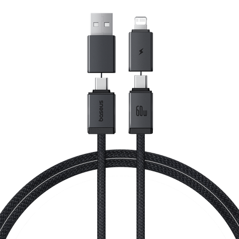 Cáp Sạc Nhanh 4-in-1 Baseus Versatile Two-for-Two U+C to C+L 60W