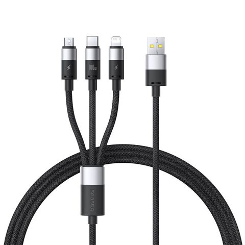 Cáp Sạc Đa Năng Baseus StarSpeed 1-for-3 USB-A to Type-C Lightning Micro