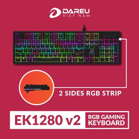 Keyboard DAREU EK1280 v2 104KEY RGB Strip, Blue/ Brown/ Red D switch