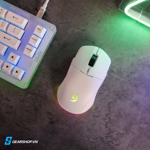 Chuột Fuhlen D90s V3 - White Wireless | 3 Mode - RGB