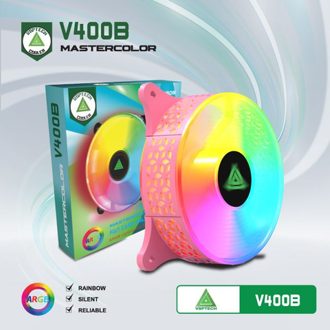 Fan Tản Nhiệt Lẻ VSP V400B LED RGB Pink
