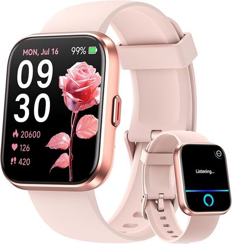 Đồng Hồ Thông Minh Nữ Fitpolo 1.8 Inch HD Màu Hồng Rose Pink (Tích Hợp Trợ Lý Ảo Alexa, Gọi Điện Bluetooth, Đo Nhịp Tim, SpO2 & Giấc Ngủ, Thời Lượng Pin 7 Ngày, 110 Chế Độ Thể Thao, Chống Nước IP68, Tương Thích Android & iPhone)