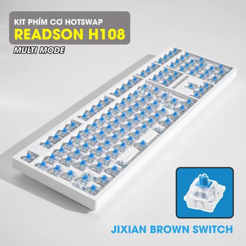 Kit bàn phím cơ Readson Hw108 Multi Modes trắng blue switch