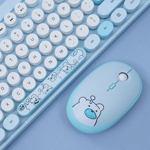 BỘ PHÍM CHUỘT KHÔNG DÂY MOFII HELLO BEAR XANH BIỂN