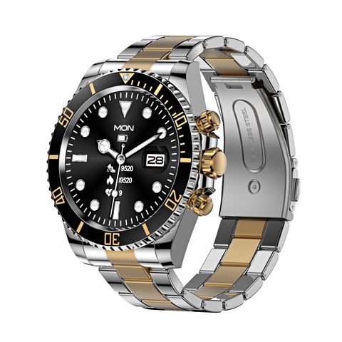 NJYUAN AW12 Black_Gold – Smartwatch đen viền vàng, pin bền, bảo hành chính hãng