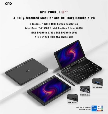 GPD Pocket 3 i3-1125G4 – Laptop Mini Windows 11, 16GB/512GB