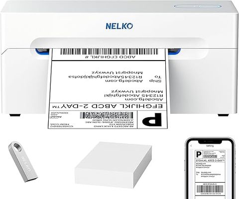 Nelko White Bluetooth Label Printer: Máy in đơn hàng 4x6 trắng tối giản