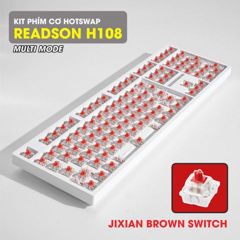 Kit bàn phím cơ Readson Hw108 Multi Modes trắng red switch