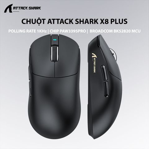 Chuột Attack Shark X8 Plus Multi Modes Đen