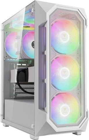 GAMDIAS White ATX Mid Tower Gaming Computer PC Case w/Tempered Glass