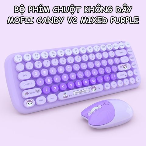 Bộ phím chuột không dây Mofii Candy V2 Mixed Purple