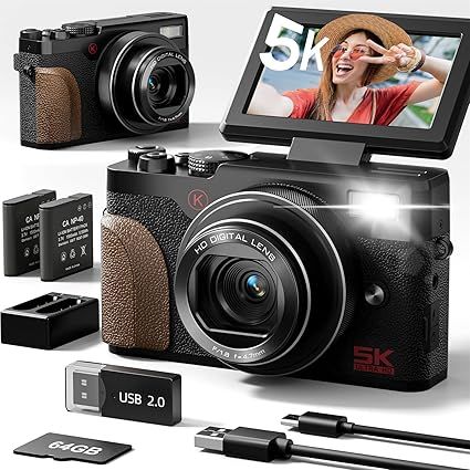 Máy ảnh NBD 5K 64MP Zoom 18X – Vlog nét, kèm 2 pin + 64GB  – Màu đen
