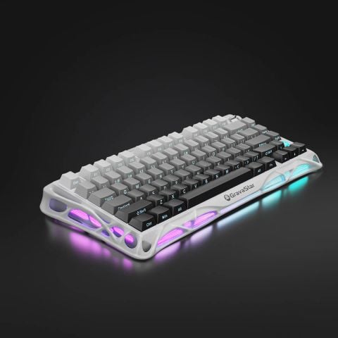 Bàn phím cơ GravaStar Mercury K1 – Gradient White | Gaming 75% Wireless & RGB
