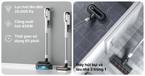 Máy hút bụi lau nhà cầm tay Roidmi X20S – 2-trong-1 Hút & Lau Mạnh