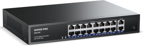 AUMOX PRO SG518P 18 port: Switch PoE Gigabit 16 Cổng 250W Mạnh Mẽ