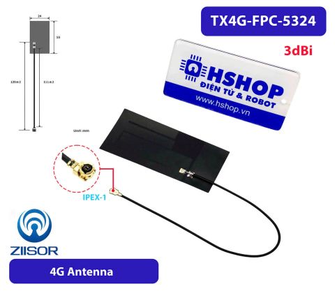 Anten 4G 3dBi 53*24mm FPC Ipex TX4G-FPC-5324
