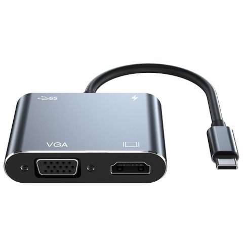 Cáp chuyển đổi Type-C 4 trong 1 ra HDMI 4K, USB 3.0, Type-C, VGA