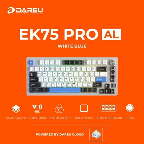 BÀN PHÍM CƠ DAREU EK75 PRO AL WHITE BLUE – Cloud switch