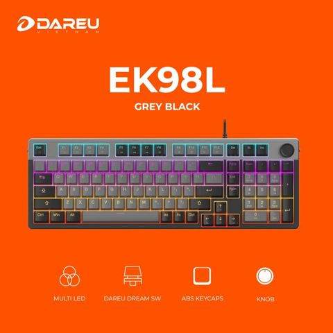 BÀN PHÍM CƠ DAREU EK98L GREY-BLACK (MULTI-LED)