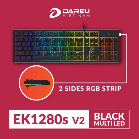 Keyboard DAREU EK1280s v2 104KEY RGB Strip, Blue/ Brown/ Red D switch