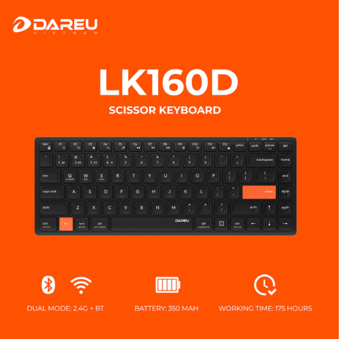 Bàn phím không dây DAREU LK160D (Dual Mode, Scissor Switch)
