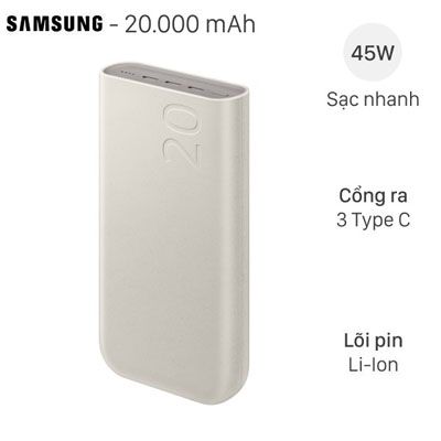 Pin sạc dự phòng Samsung 20000mAh Type C PD 45W EB-P4520
