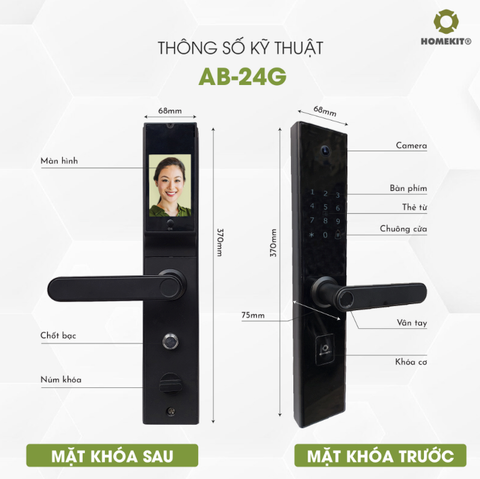 Khoá cửa thông minh có camera 5 tính năng AB-24G