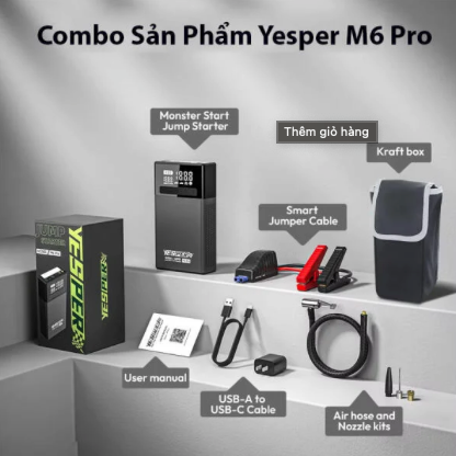 Bơm Lốp Kiêm Kích Bình Yesper M6 Pro Đa Năng