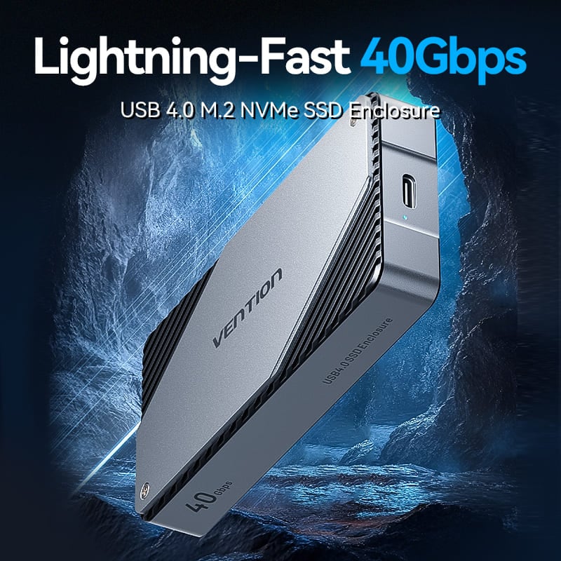 Ảnh minh họa Vention USB 4.0 M.2 NVMe SSD Enclosure (USB 4.0 Type-C) Gray Aluminum Alloy Type ( KPZH0) – Color box 1