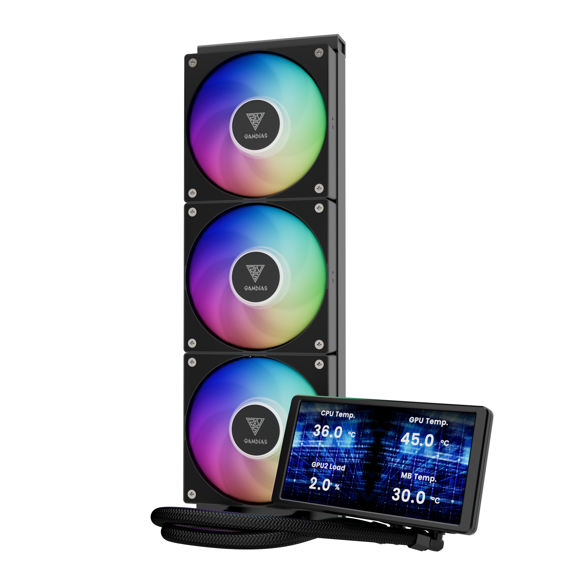 Tản nhiệt nước Gamdias CHIONE P5-360 ARGB Black ( Màn hình LCD )