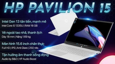 Laptop HP Pavilion 15 eg3095TU - 8C5L6PA-16G (i5 1335U, 16GB, 512GB, Full HD, Win11) Laptop HP Pavilion 15 eg3095TU - 8C5L6PA-16G (i5 1335U, 16GB, 512GB, Full HD, Win11)