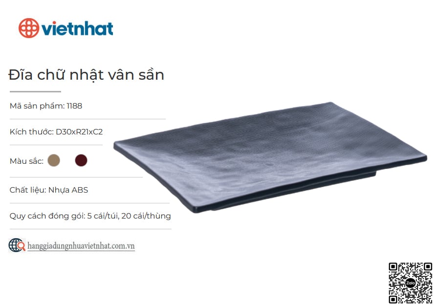 Đĩa chữ nhật vân sầm 1188