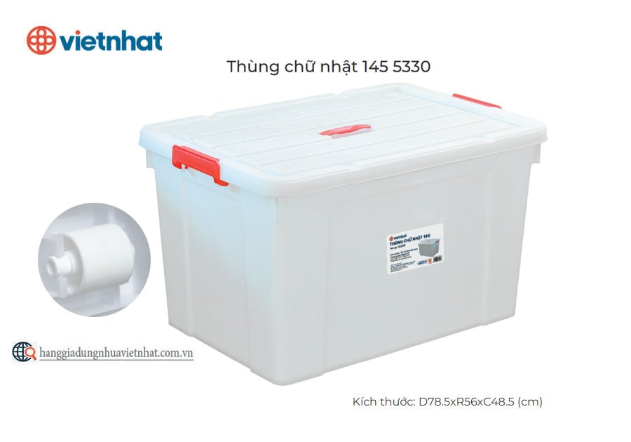 Thùng chữ nhật có bánh xe145L -5330