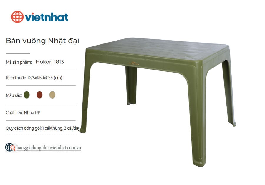 Bàn vuông Nhật đại Hokori 1813