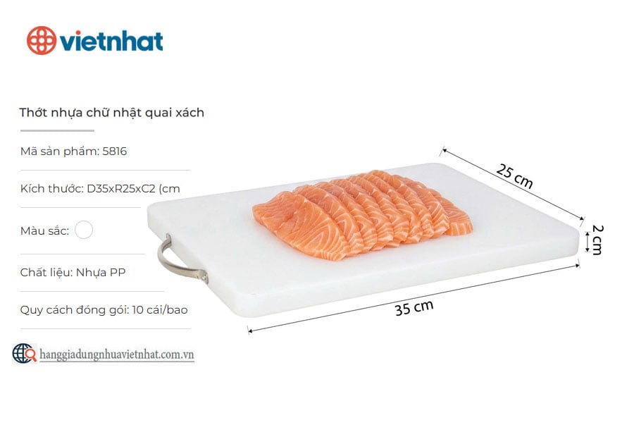Thớt nhựa chữ nhật quai xách 35x25x2 (cm) 5816