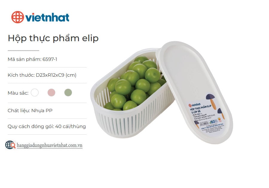 Hộp thực phẩm elip 2 lớp bé 6597-1