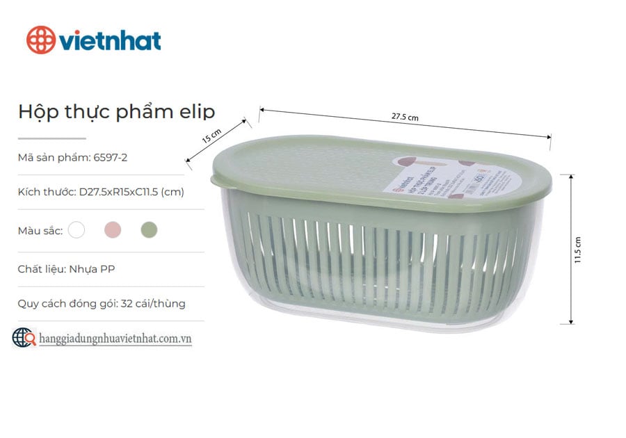 Hộp thực phẩm elip 2 lớp trung 6597-2