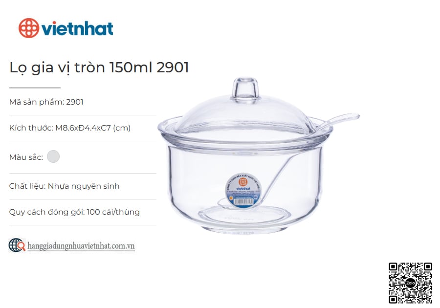 Lọ gia vị tròn 150ml 2901