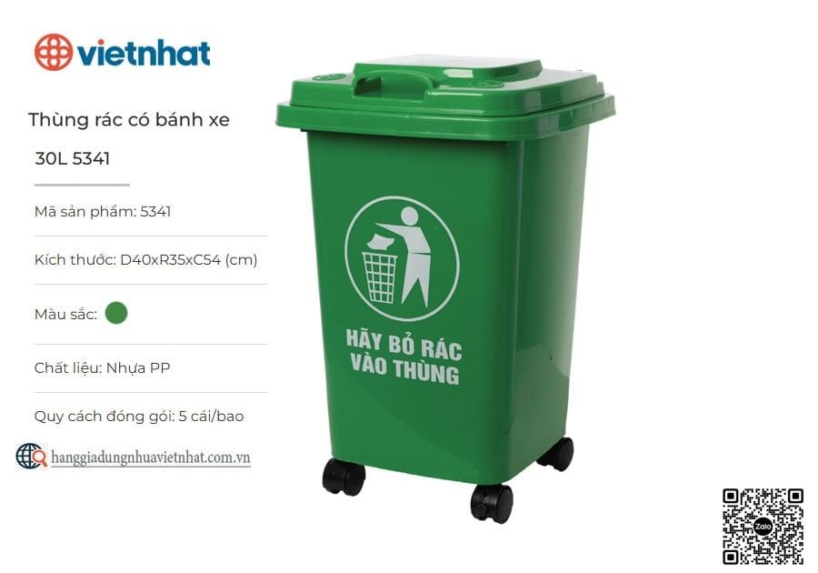 Thùng rác có bánh xe 60L 5345