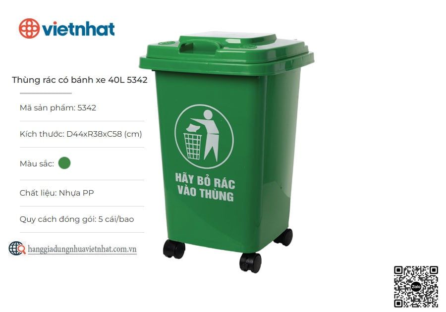 Thùng rác có bánh xe 60L 5345