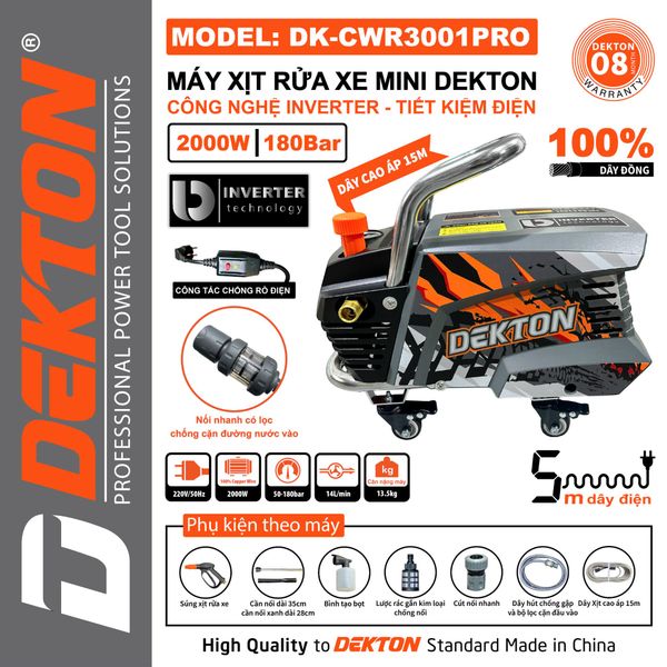 Máy Rửa Xe Chỉnh Áp Dekton DK-CWR3001PRO