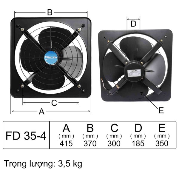 Quạt thông gió vuông Superwin FD 35-4